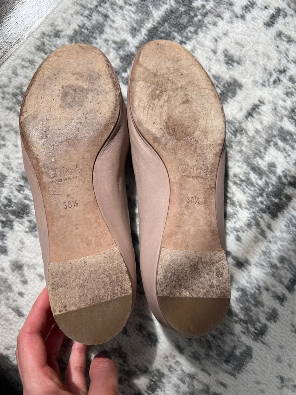 Chloe Scalloped Edge Flats in Dusty Pink